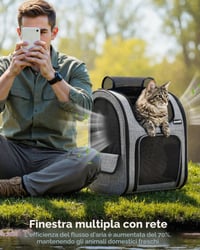 Rucsac transport animale Pecute XL, cu plasă de ventilație, 6-10 kg - gri 4