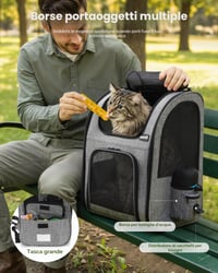 Rucsac transport animale Pecute XL, cu plasă de ventilație, 6-10 kg - gri 8