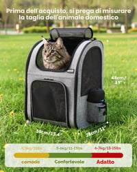 Rucsac transport animale Pecute XL, cu plasă de ventilație, 6-10 kg - gri 2