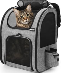 Rucsac transport animale Pecute XL, cu plasă de ventilație, 6-10 kg - gri 1