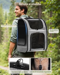 Rucsac transport animale Pecute XL, cu plasă de ventilație, 6-10 kg - gri 5