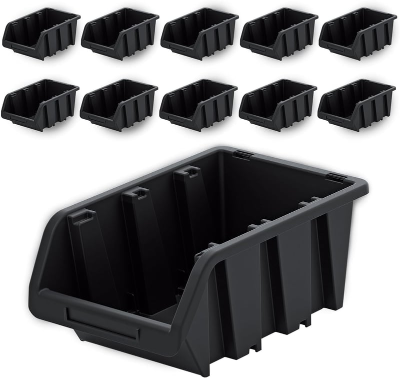Set cutii de depozitare din plastic PECZEKO - negru - 115x80 mm, 10 buc.