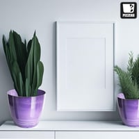 PECZEKO Lesklý plastový kvetináč, dekoratívny obal na veľké aj malé rastliny, sada 2 ks, fialový, priemer 12 cm 5