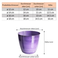 PECZEKO Lesklý plastový kvetináč, dekoratívny obal na veľké aj malé rastliny, sada 2 ks, fialový, priemer 12 cm 8