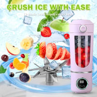 Prenosný mixér Peelanmall 700 ml, mini smoothie mixér s 12 čepeľami z nehrdzavejúcej ocele, USB nabíjateľný mixér na ovocné nápoje s digitálnym displejom, fialový 3