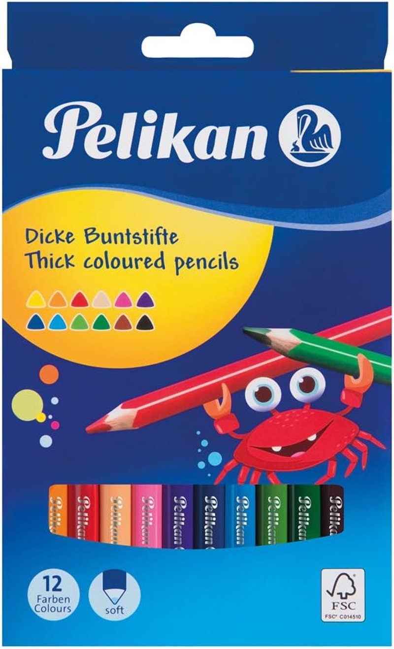 Pelikan Jumbo háromszögletű vastag színes ceruza - 12 szín