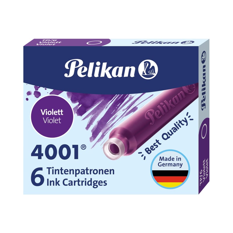 Rezerve cerneală Pelikan 4001 Standard – Violet, pachet de 6 bucăți – Pentru stilou