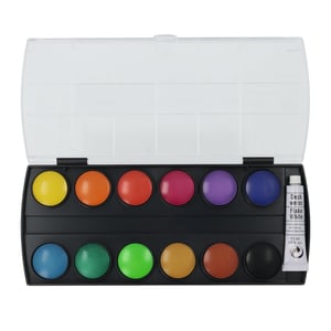 Set de tempera Pelikan cu 12 culori și tub de alb opac (Deckweiß), 1 buc. – capac crăpat — secțiune superioară crăpată (stare: vezi a 2-a poză)