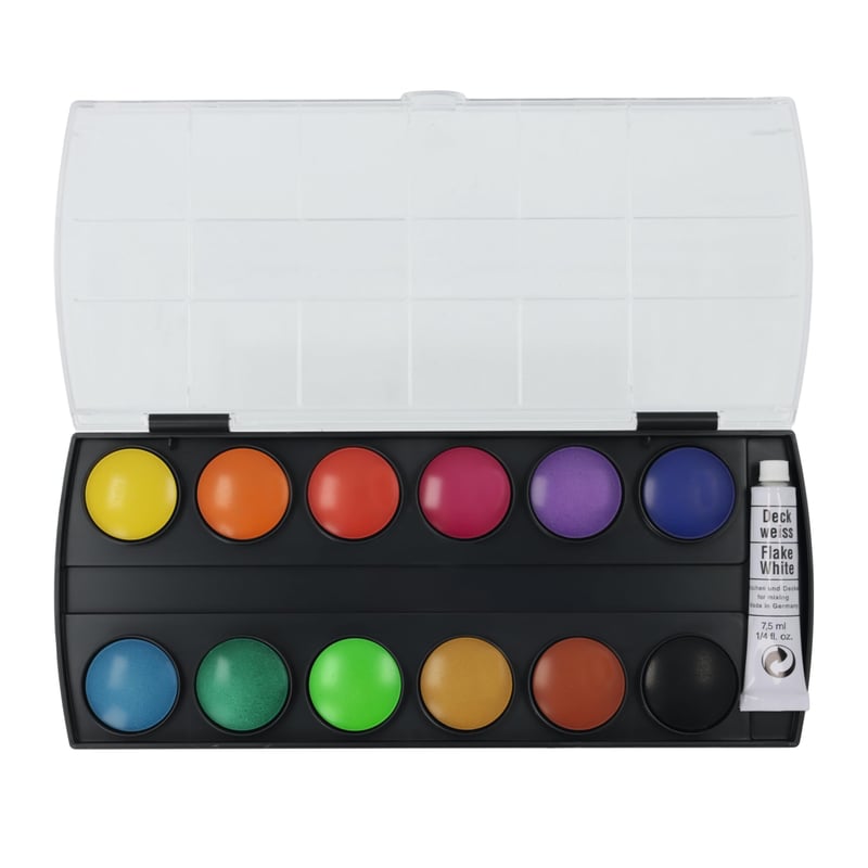 Set de acuarele Pelikan cu 12 culori și tub de alb opac, 1 buc.