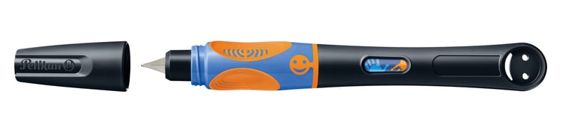 Stilou Pelikan griffix pentru dreptaci, Neon Black – Stilou ergonomic pentru învățarea scrisului, cu peniță din oțel inoxidabil și cartuș