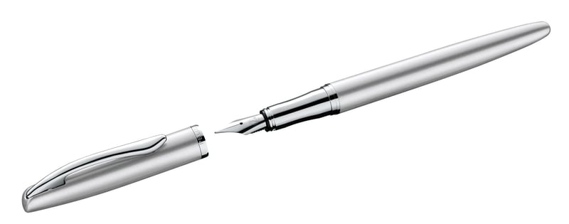 Plniace pero Pelikan Jazz Noble Elegance P36 strieborné, hrot M, elegantné kovové pero na bombičky, v skladanej škatuli