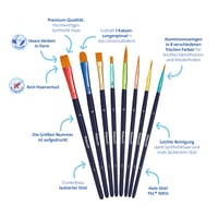 Set de pensule școlare premium Pelikan – 4 pensule cu păr moale și 4 pensule cu peri aspri, set de 8 bucăți 4