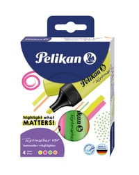 Set de markere fluorescente Pelikan 490 – 4 bucăți, culori neon, vârf teșit, cerneală lavabilă, pentru școală și studiu 8