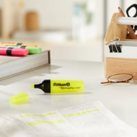 Set de markere fluorescente Pelikan 490 – 4 bucăți, culori neon, vârf teșit, cerneală lavabilă, pentru școală și studiu 5