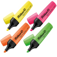 Set de markere fluorescente Pelikan 490 – 4 bucăți, culori neon, vârf teșit, cerneală lavabilă, pentru școală și studiu 3