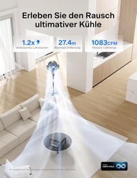PELONIS 135° Oszcilláló Okos Álló Ventilátor, Csendes DC Motor, 9 Fokozat, 36-110cm Magasság 2
