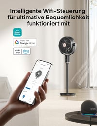 PELONIS 135° Oszcilláló Okos Álló Ventilátor, Csendes DC Motor, 9 Fokozat, 36-110cm Magasság 4