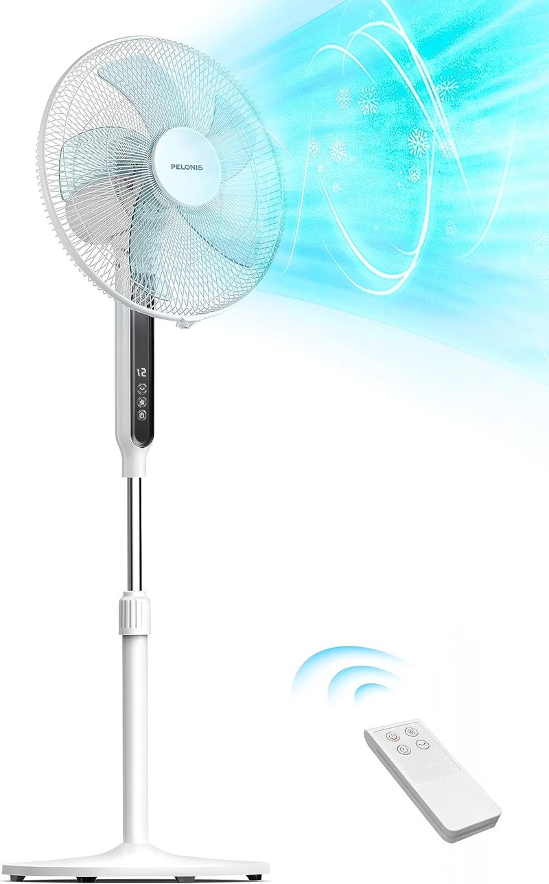 PELONIS 16 hüvelykes állóventilátor távirányítóval, 85° lengéssel, 12 fokozat, időzítő