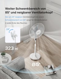 PELONIS 16 hüvelykes állóventilátor távirányítóval, 85° lengéssel, 12 fokozat, időzítő 4