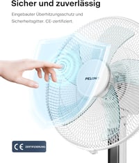PELONIS 16 hüvelykes állóventilátor távirányítóval, 85° lengéssel, 12 fokozat, időzítő 3