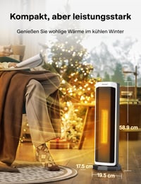 Keramický teplovzdušný ventilátor Pelonis 2000 W s diaľkovým ovládaním, rýchly ohrev 3S, režim ECO, oscilácia 75°, nastaviteľný termostat (5-35 °C), 8-hodinový časovač, tichý ohrievač do spálne 8