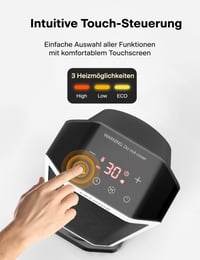 Keramický teplovzdušný ventilátor Pelonis 2000 W s diaľkovým ovládaním, rýchly ohrev 3S, režim ECO, oscilácia 75°, nastaviteľný termostat (5-35 °C), 8-hodinový časovač, tichý ohrievač do spálne 6