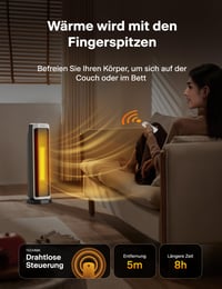 Keramický teplovzdušný ventilátor Pelonis 2000 W s diaľkovým ovládaním, rýchly ohrev 3S, režim ECO, oscilácia 75°, nastaviteľný termostat (5-35 °C), 8-hodinový časovač, tichý ohrievač do spálne 5