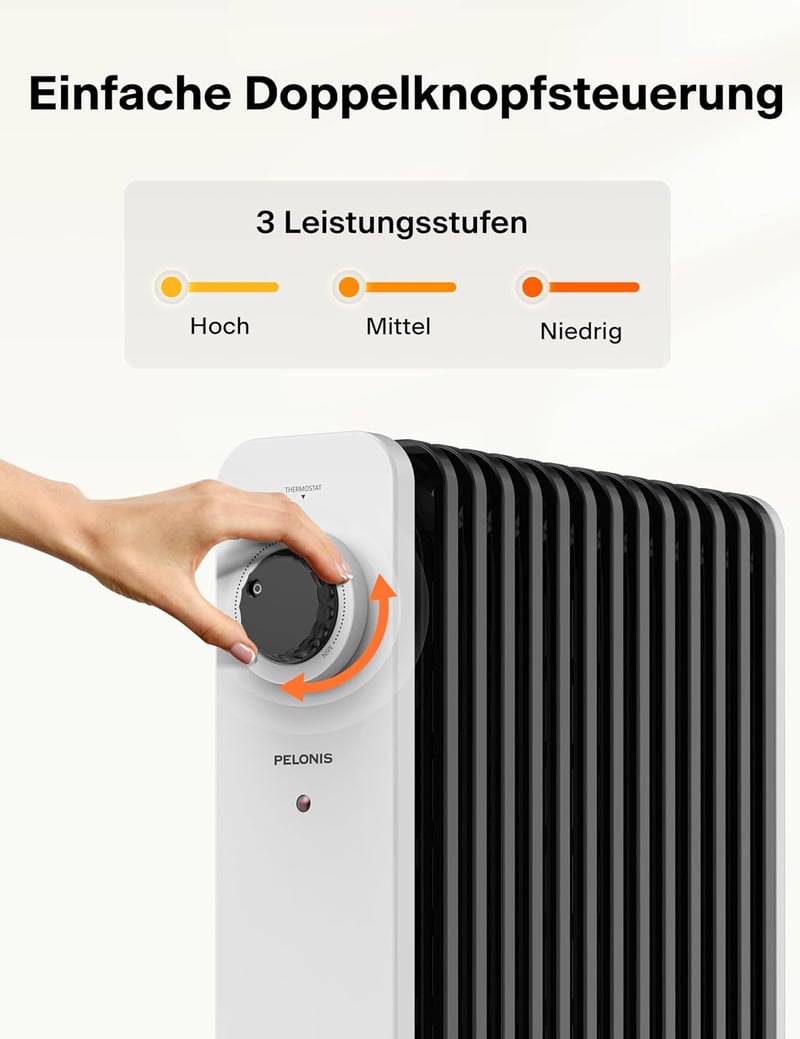 Pelonis 2500W olajradiátor 13 bordával, termosztáttal és túlmelegedés védelemmel