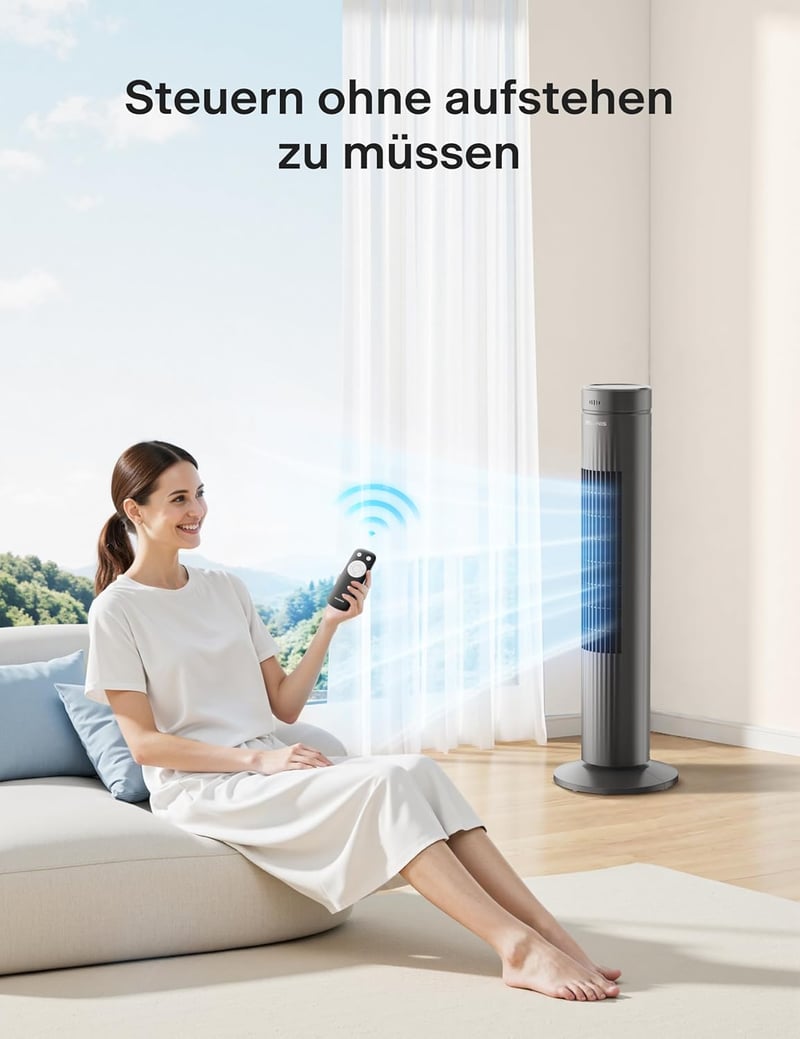 Pelonis csendes torony ventilátor távirányítóval, 3 fokozat, 7 órás időzítő