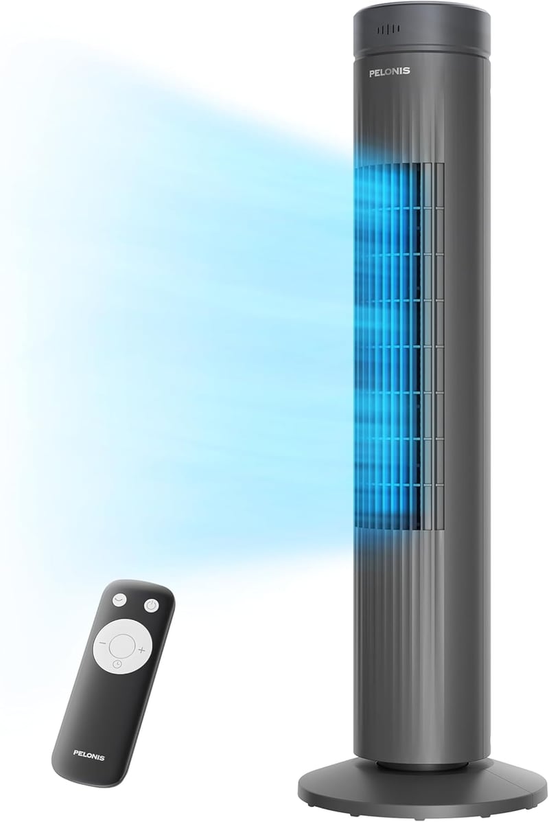 Pelonis csendes torony ventilátor távirányítóval, 3 fokozat, 7 órás időzítő