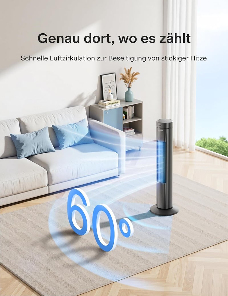 Pelonis csendes torony ventilátor távirányítóval, 3 fokozat, 7 órás időzítő