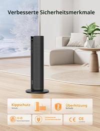 Keramický vežový ohrievač Pelonis 2000 W s diaľkovým ovládaním, 75° osciláciou, režimom ECO a tichou prevádzkou — Chýba podstavec (stav: pozri 2. obrázok) 11