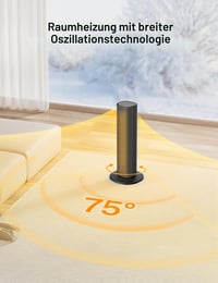 Keramický vežový ohrievač Pelonis 2000 W s diaľkovým ovládaním, 75° osciláciou, režimom ECO a tichou prevádzkou — Chýba podstavec (stav: pozri 2. obrázok) 7