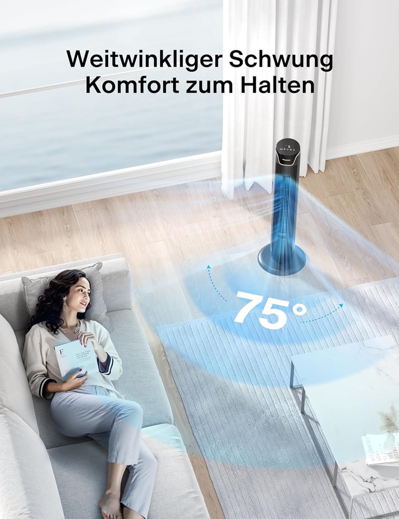 Pelonis Torony Ventilátor Távirányítóval, Csendes Állóventilátor Hálóhoz és Irodához
