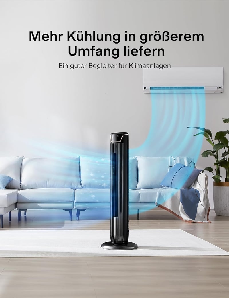 Pelonis Torony Ventilátor Távirányítóval, Csendes Állóventilátor Hálóhoz és Irodához