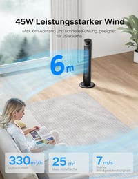 Pelonis Torony Ventilátor Távirányítóval, Csendes Állóventilátor Hálóhoz és Irodához 2