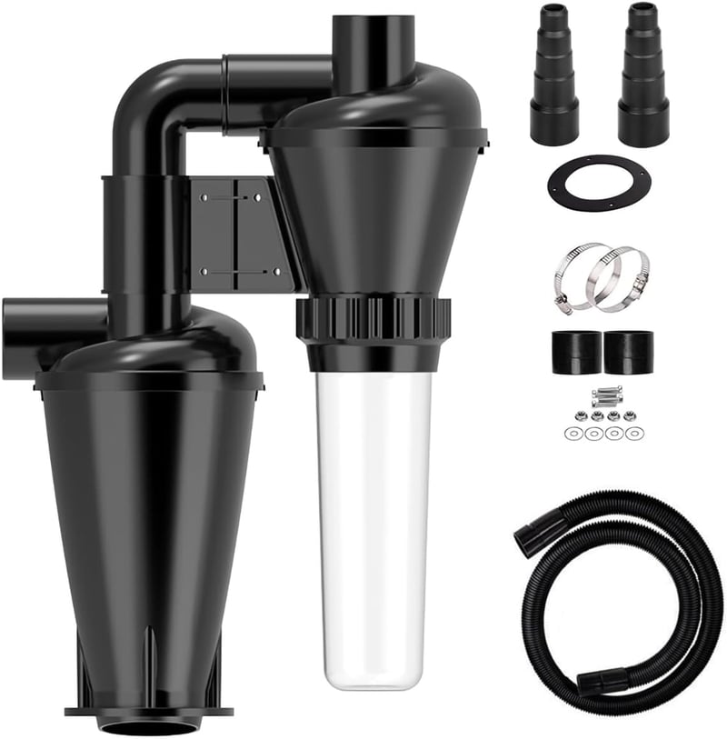 PEMEDOR Dupla Szűrős Ciklon Porelszívó Faipari Barkács Munkákhoz 50mm Turbó Szűrővel Műhely Porszívó Peremmel - Double Filter Set Bucket