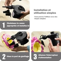 Penbinmall Elektromos Pumpa - 2 az 1-ben Felfújó és Leeresztő Készülék 3 Fúvókával Matracokhoz, Csónakokhoz, Medencékhez 5