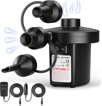 Penbinmall Elektromos Pumpa - 2 az 1-ben Felfújó és Leeresztő Készülék 3 Fúvókával Matracokhoz, Csónakokhoz, Medencékhez 1
