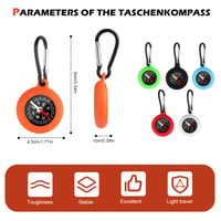 Mini busolă de buzunar pentru copii PENCHUAN cu breloc și carabinieră - 6 bucăți 3