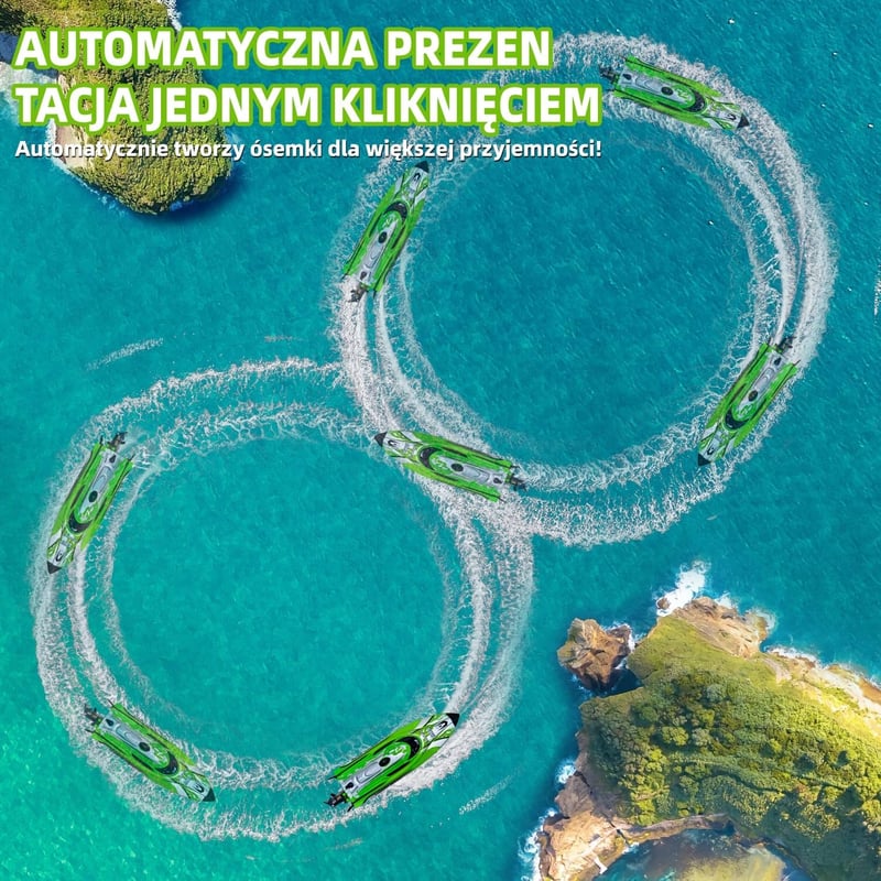 PENGBU RC 25 km/h távirányított hajó LED fénnyel, 2.4 GHz, 40 perc játékidő, zöld - Green