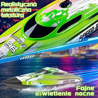 PENGBU RC 25 km/h távirányított hajó LED fénnyel, 2.4 GHz, 40 perc játékidő, zöld - Green 3