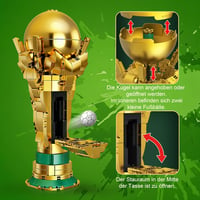 Model 3D DIY trofeu de fotbal PENGBU RC cu minifigurină de colecție pentru băieți și fete 12+, cadou de fotbal pentru adulți 2