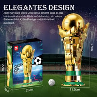 Model 3D DIY trofeu de fotbal PENGBU RC cu minifigurină de colecție pentru băieți și fete 12+, cadou de fotbal pentru adulți 8
