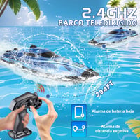 Barcă cu telecomandă PENGBU RC, cu lumină LED, 25 km/h, 2,4 GHz, 2 baterii, aprox. 40 minute de joacă, pentru copii de 6-8 ani 4
