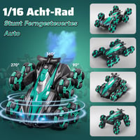 PENGBU RC auto na diaľkové ovládanie 1:16 kaskadérske auto 2,4 GHz 8-kolesové s funkciou pary, LED svetlami a hudbou pre deti od 6, 7, 8, 9 rokov pre chlapcov 2
