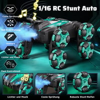 PENGBU RC auto na diaľkové ovládanie 1:16 kaskadérske auto 2,4 GHz 8-kolesové s funkciou pary, LED svetlami a hudbou pre deti od 6, 7, 8, 9 rokov pre chlapcov 3