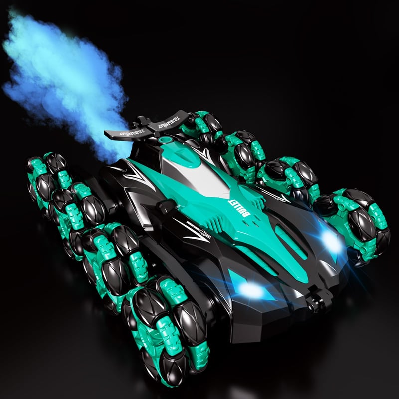 PENGBU RC auto na diaľkové ovládanie 1:16 kaskadérske auto 2,4 GHz 8-kolesové s funkciou pary, LED svetlami a hudbou pre deti od 6, 7, 8, 9 rokov pre chlapcov