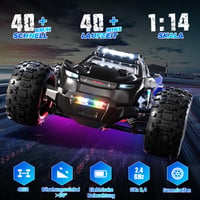 RC Monster Truck PENGBU 1/14 – 40 km/h, 7-farebné LED osvetlenie, pohon 4x4, 2x2000 mAh batéria, 2,4 GHz, terénne auto RTR 3
