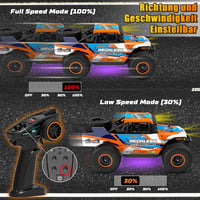 PENGBU RC Távirányítós Terepjáró Autó 32 km/h - 4WD Monster Truck 7 Színű LED Világítással, Pótkerekekkel, 10+ Éves Gyerekeknek és Felnőttek 4